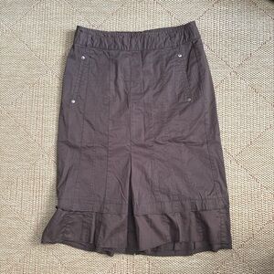 Brown pleated midi skirt